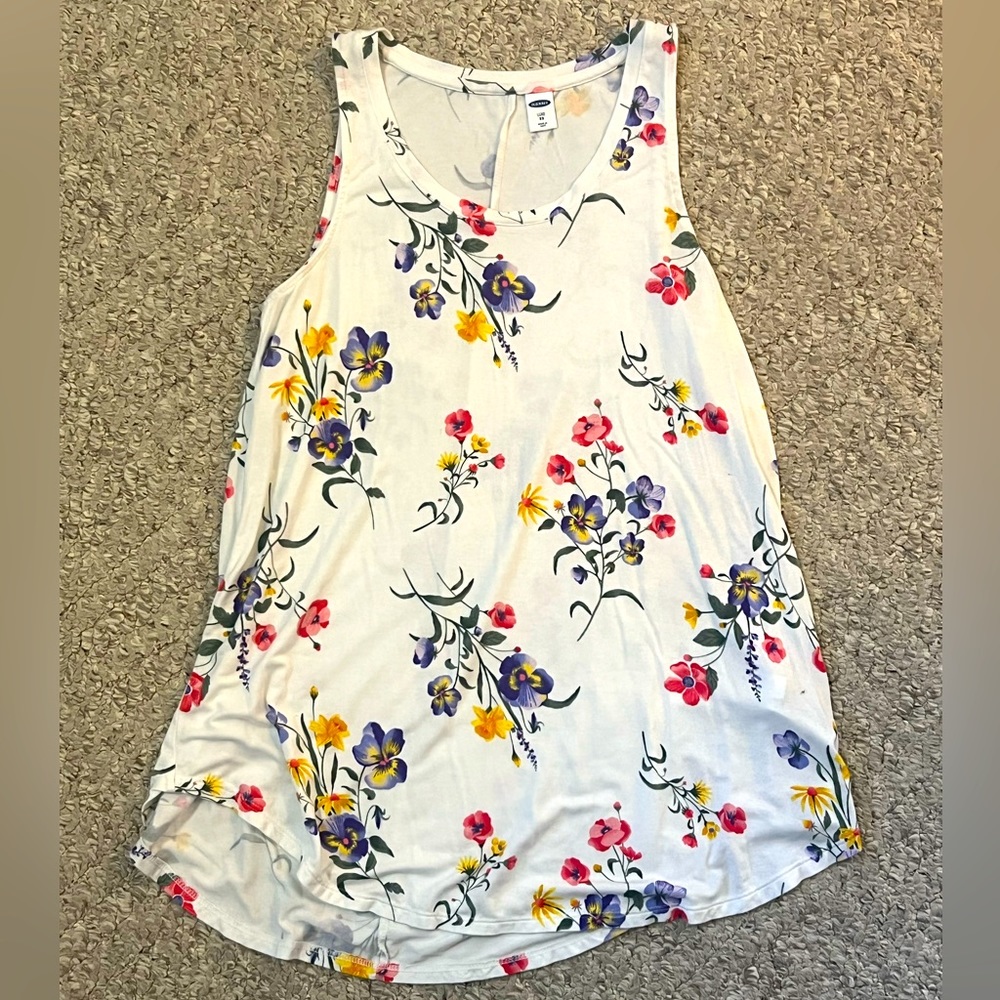 Old Navy White Floral Tank Top Size XS